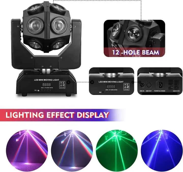 Cabeza Móvil Led Rgb 4 En 1 Disco 12 X 10w5