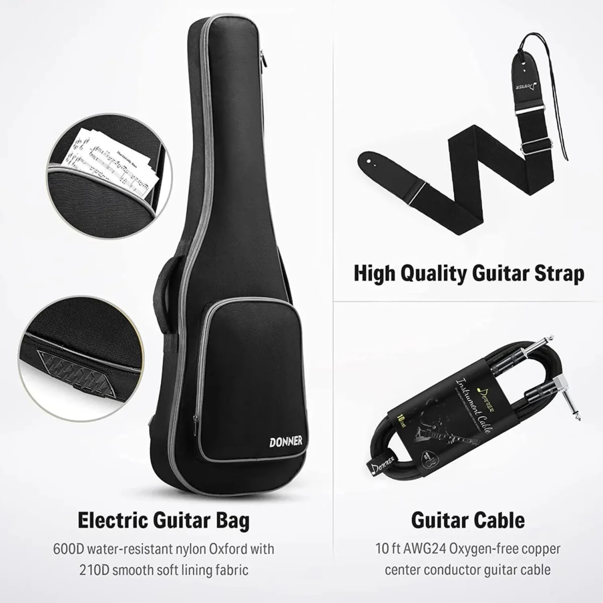 GUITARRA ELECTRICA VINTAGE STRAT SSH BLACK DST-400B DONNER4