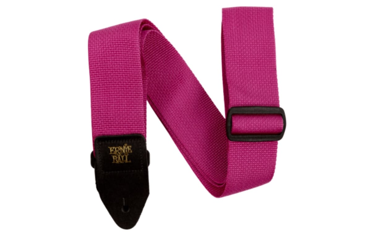 ERNIE BALL (5355) POLYPRO GUITAR STRAP-RASPBERRY-BLACK1