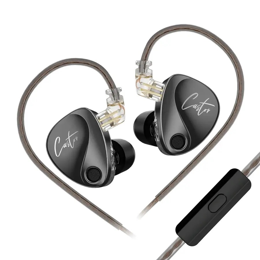 KZ Audífono Negro CASTOR bass ver-mic1