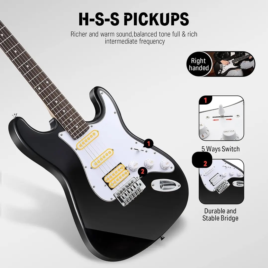 Pack Guitarra Electrica Negra DST-100B EC10992