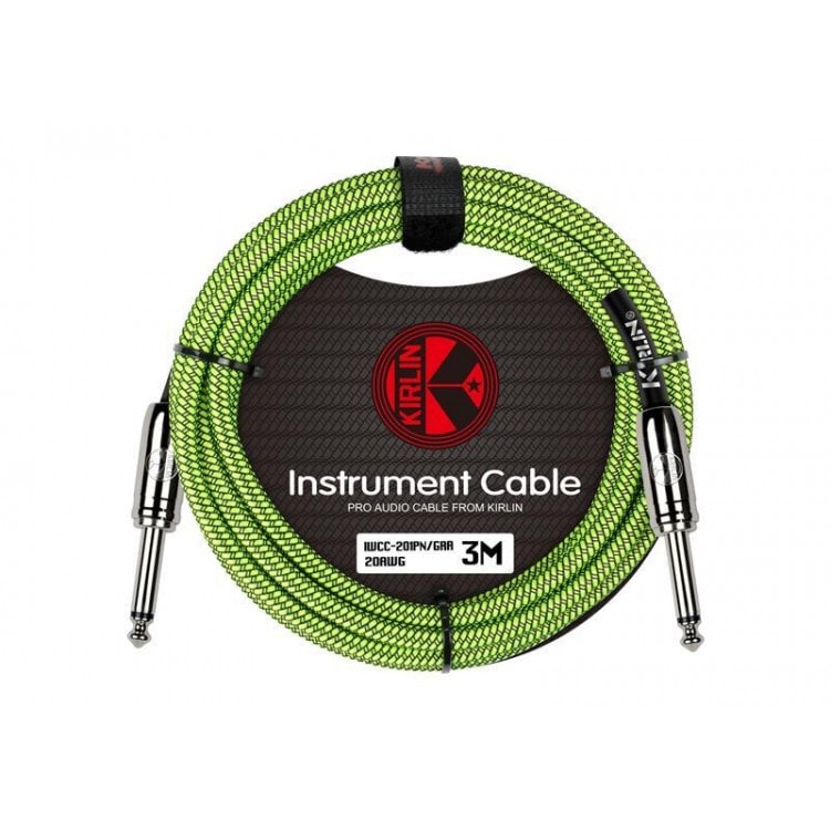 CABLE PLUG 6.3 MONO A PLUG 6.3 MONO 3 MTS TELA VERDE  KIRLIN2