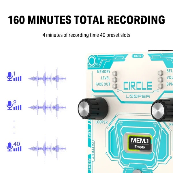 Pedal de guitarra looper Circle Donner3