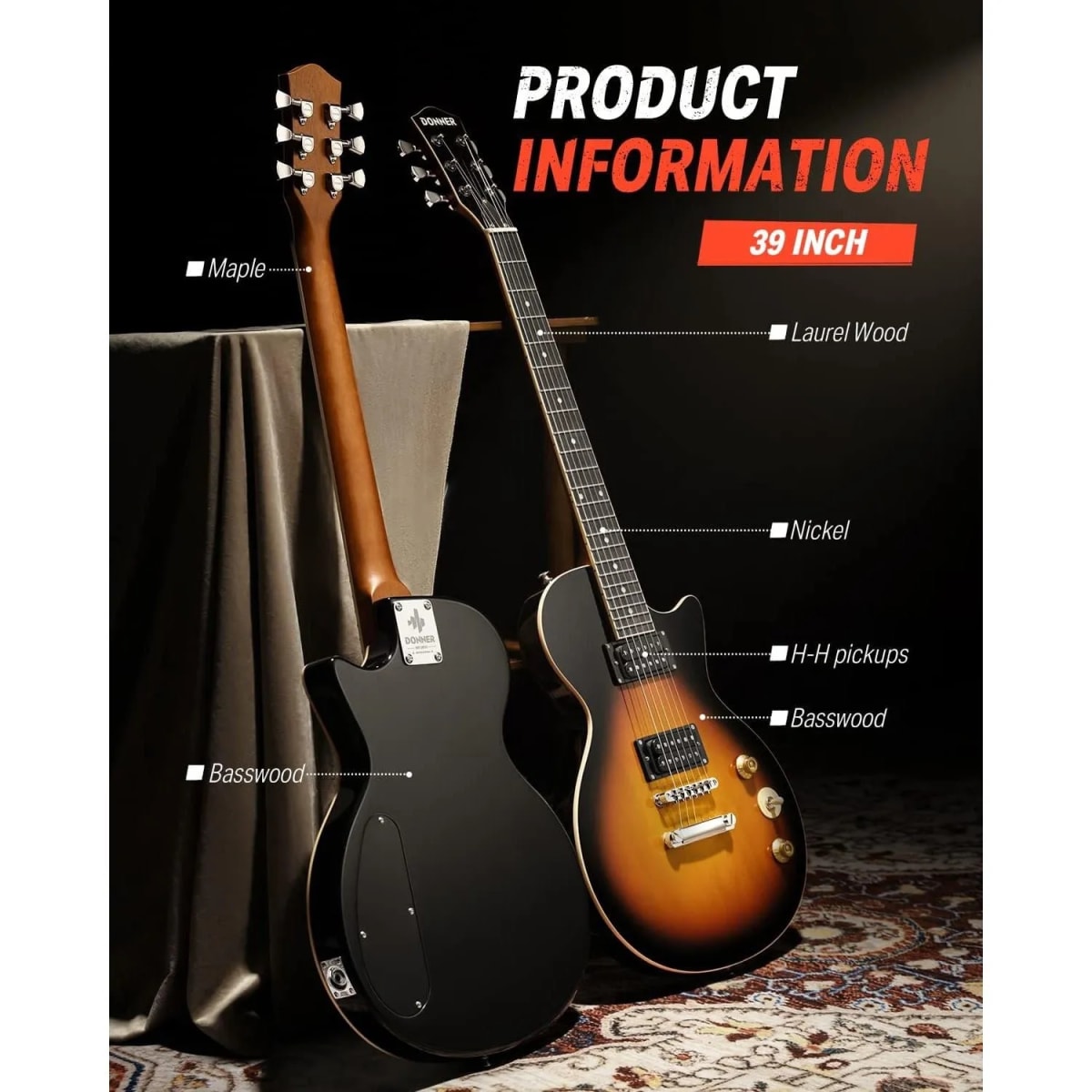 GUITARRA ELECTRICA LES PAUL HH SUNBURST DLP-124S DONNER3