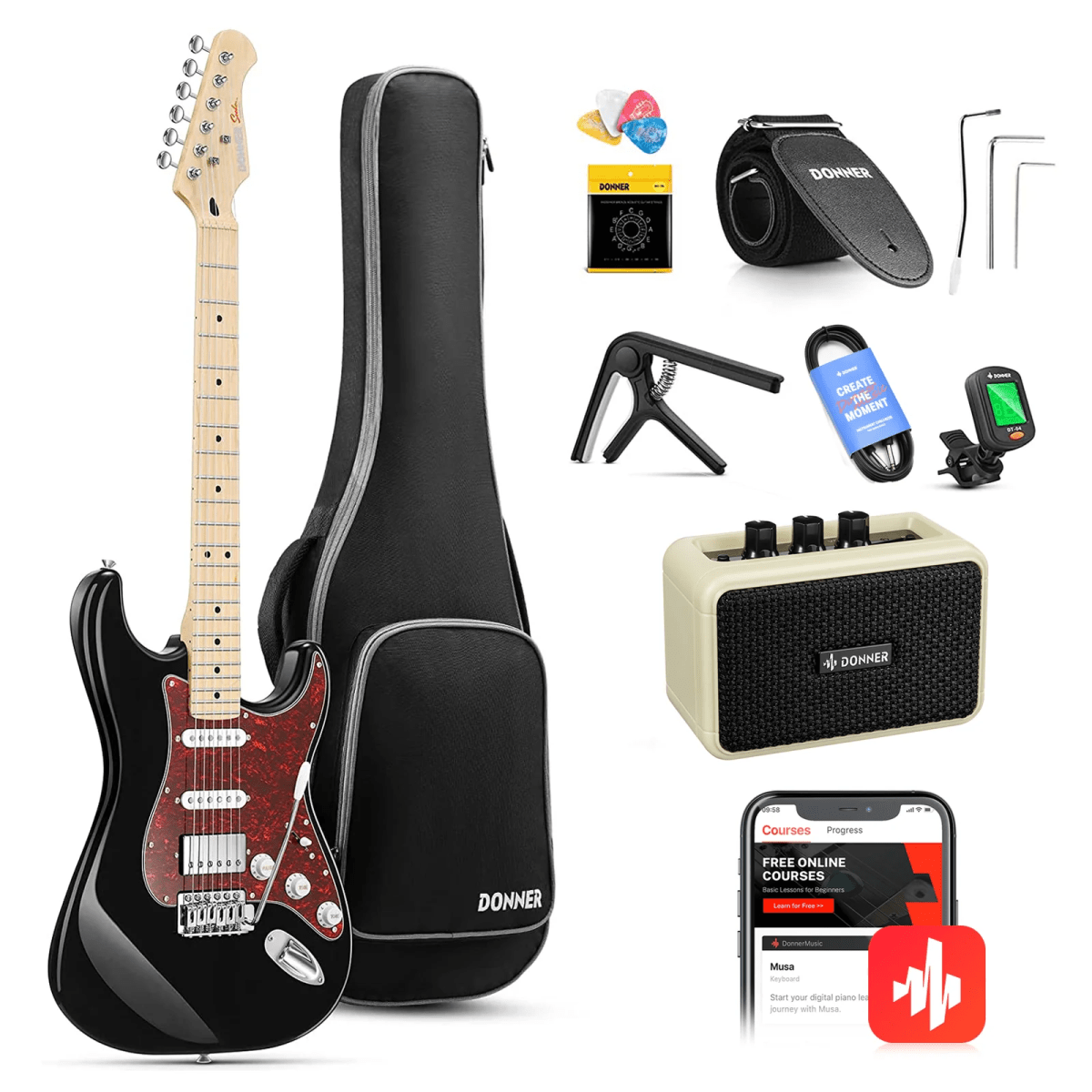 Pack Guitarra Eléctrica Donner DST-152 Black1