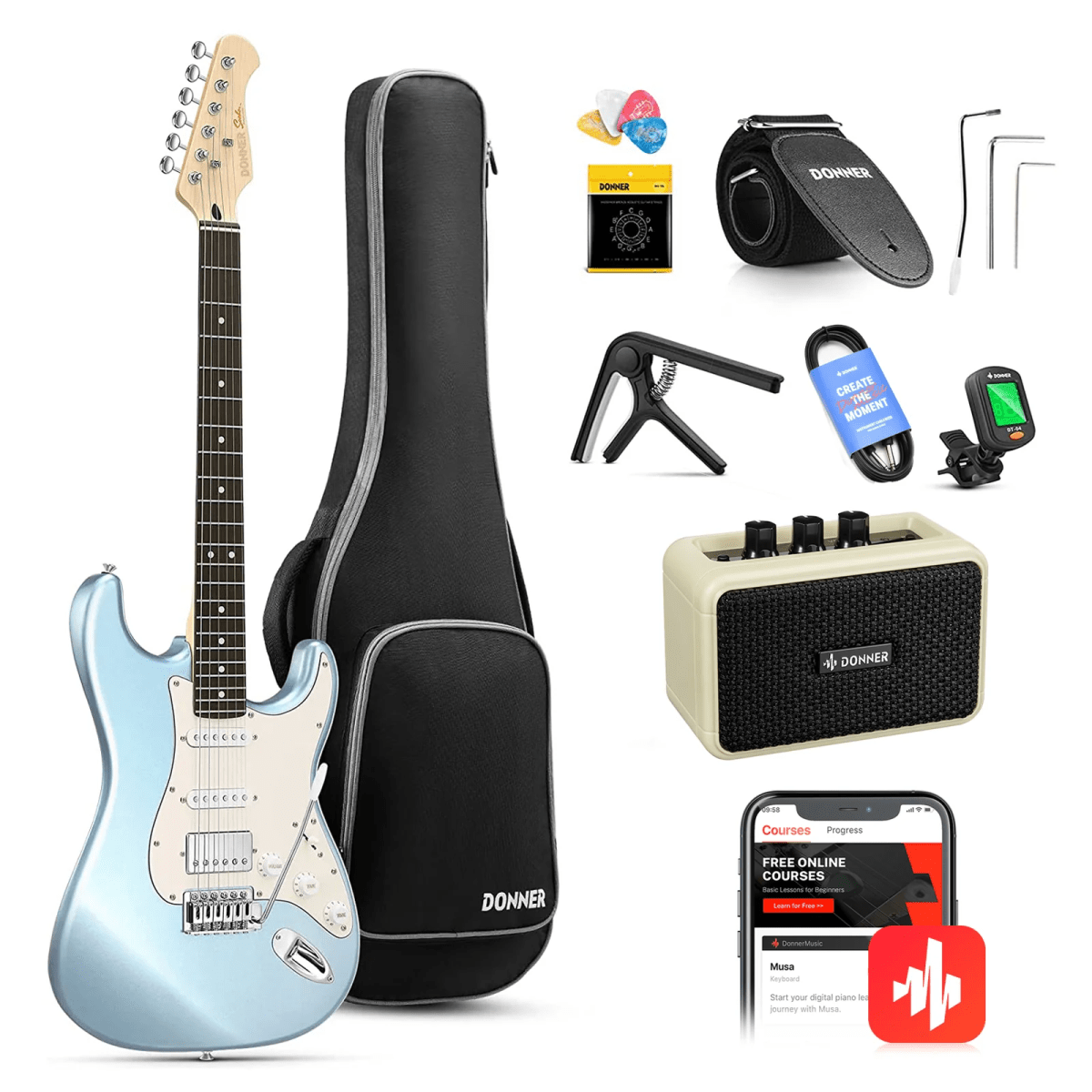 Pack de guitarra eléctrica Donner DST-152R4
