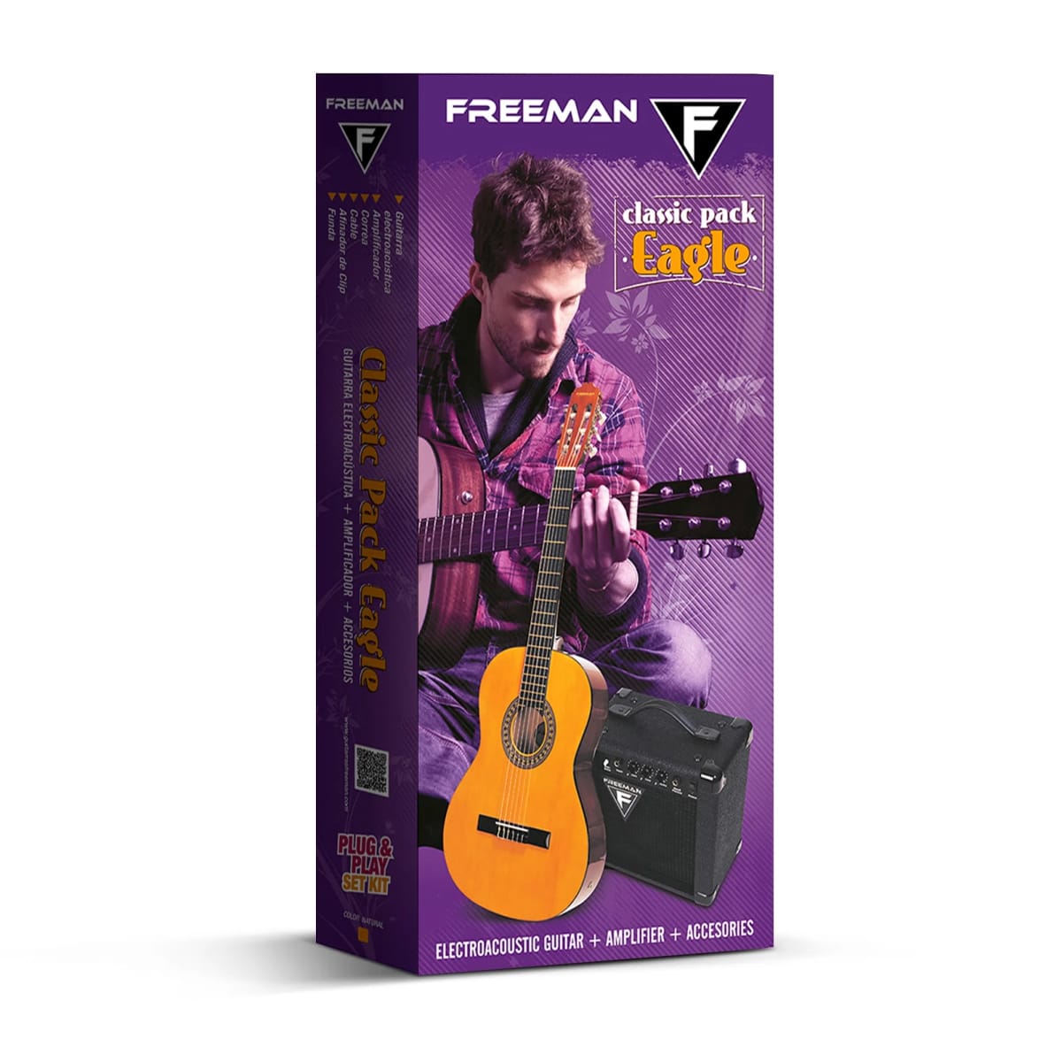 Pack de guitarra eléctroacústica Freeman Classic EAGLE - Natural2