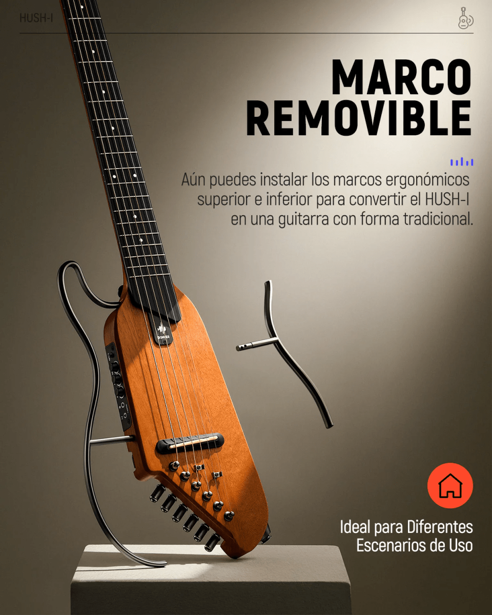 Guitarra Electroacústica de viaje HUSH-I Donner Caoba5