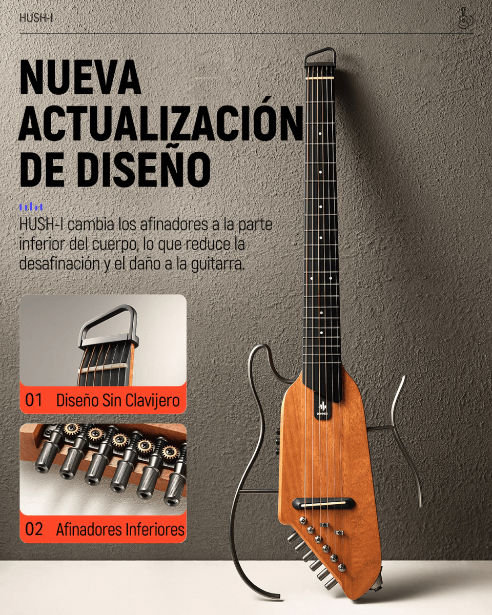 Guitarra Electroacústica de viaje HUSH-I Donner Caoba6