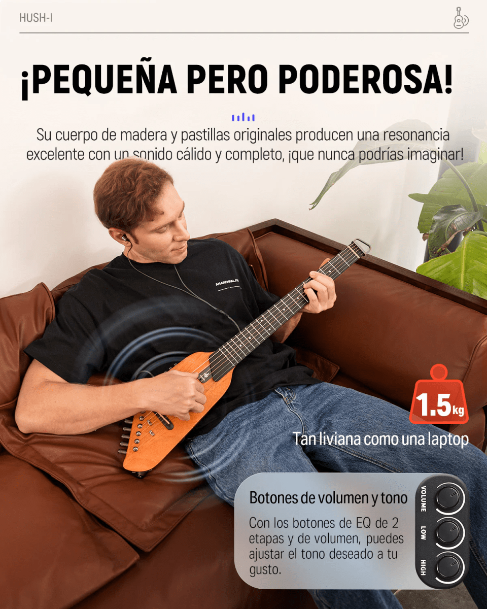 Guitarra Electroacústica de viaje HUSH-I Donner Caoba9