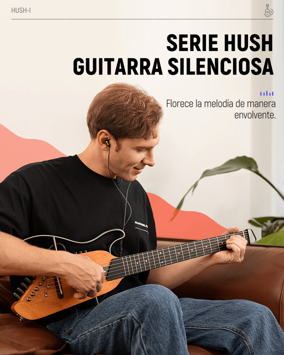Guitarra Electroacústica de viaje HUSH-I Donner Caoba10