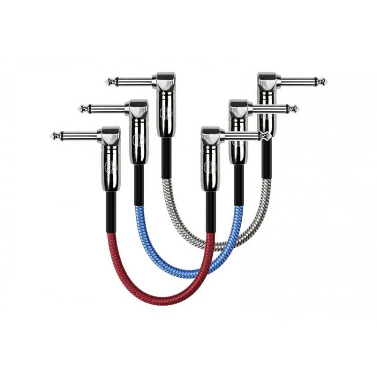 PACK 3 CABLES PATCH 6.3 MONO 30 CM METALICOS TELA KIRLIN1