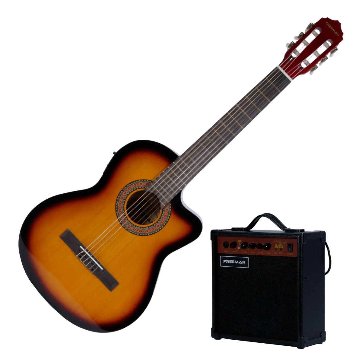 Pack de Guitarra Electroacústica Freeman FRCG44CEQ - Sunburst1