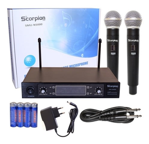 MICROFONOS INALAMBRICOS DOBLE UHF SCORPION1