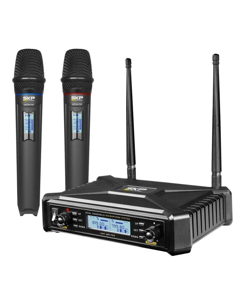 MICRÓFONOS INALÁMBRICOS UHF DOBLE 600 PRO SKP1