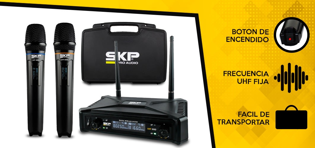 MICRÓFONOS INALÁMBRICOS DOBLE UHF 300D SKP5
