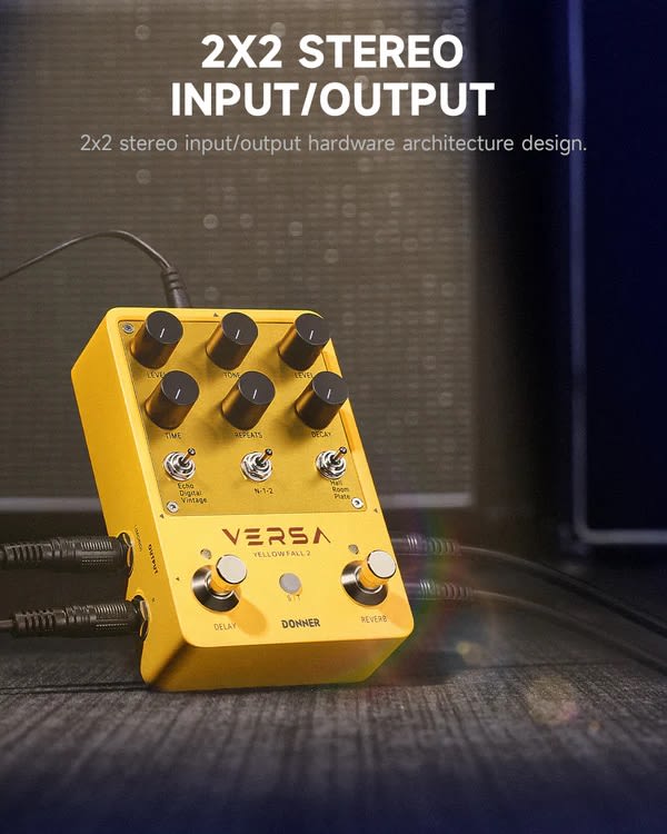Pedal compacto delay y reverb Yellow Fall II Donner4