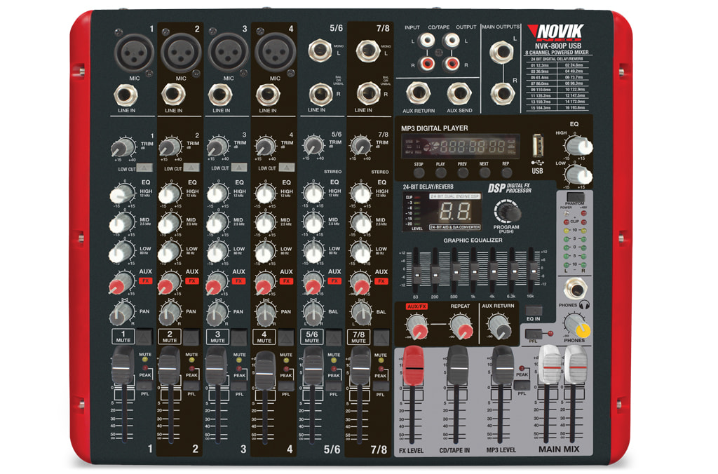 CONSOLA POWER MIXER NOVIK 800P TIENDA DE MÚSICA OASIS BLACK