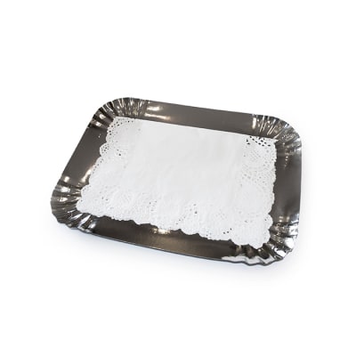 Bandeja plateada grande c/blonda