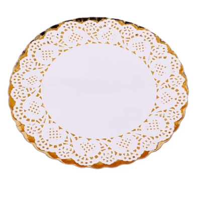 Bandeja redonda dorada +papel absorvente 1uni