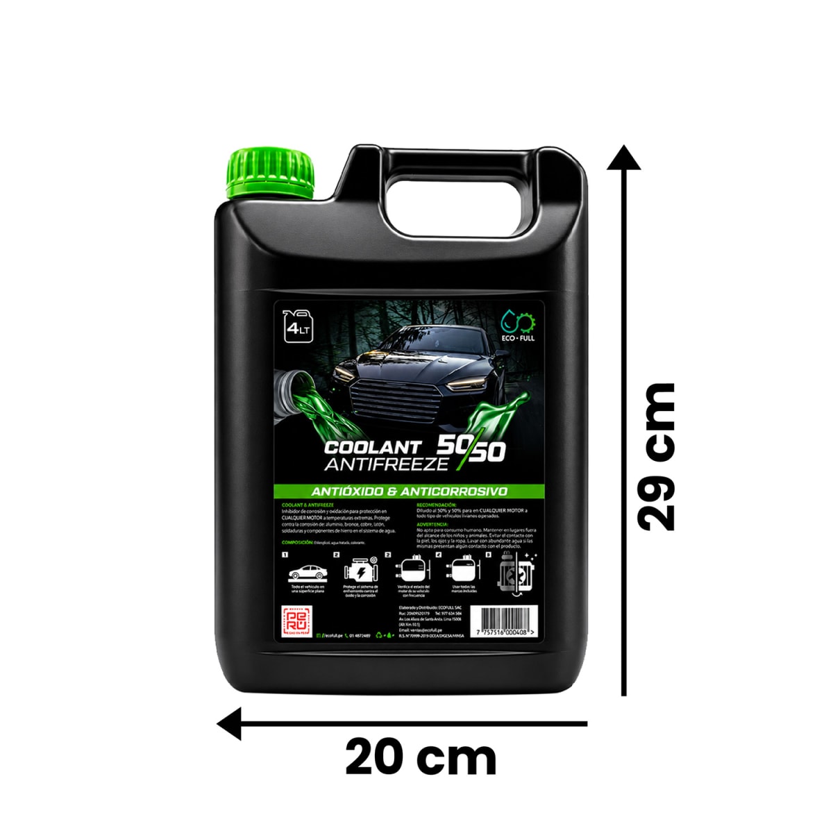 REFRIGERANTE ANTICONGELANTE COOLANT 1 GALON 50/50 ECOFULL7