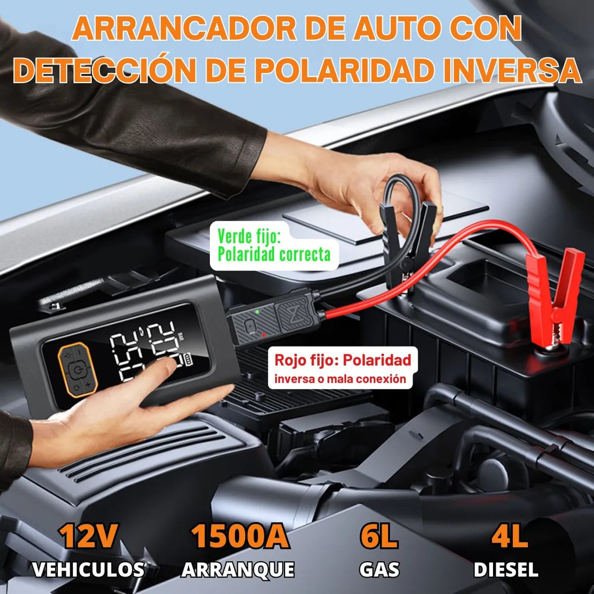 Arrancador Auto 12v Con Inflador, Linterna Led Recargable y Power Bank de 10000mah2
