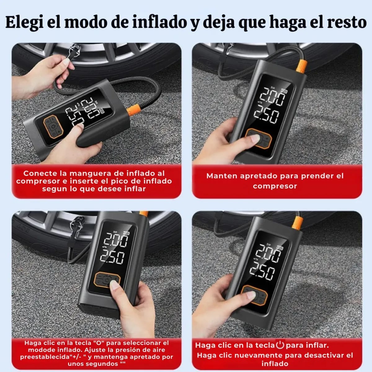 Arrancador Auto 12v Con Inflador, Linterna Led Recargable y Power Bank de 10000mah6