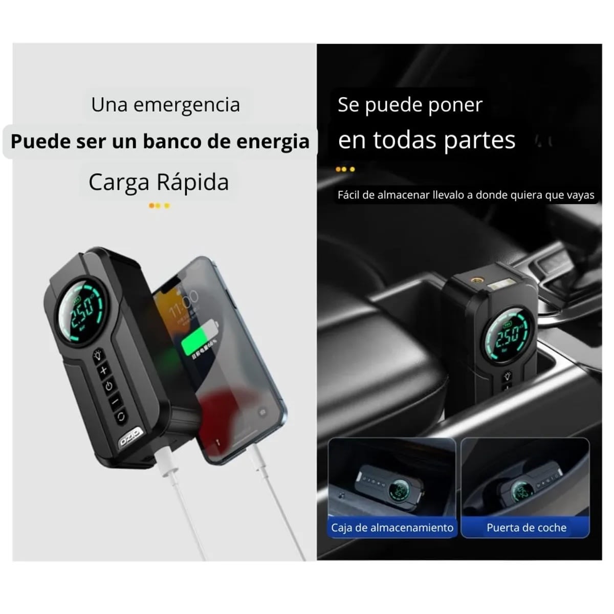 ARRANCADOR INFLADOR LINTERNA Y POWERBANK PORTÁTIL6