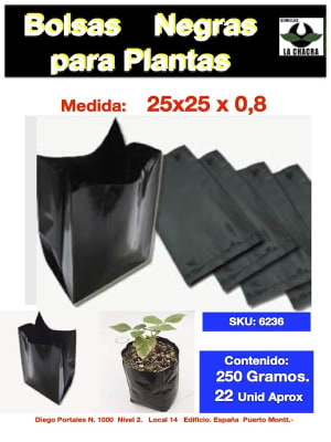 BOLSA NEGRA CON FUELLE 25X25X0,8 250 Gramos