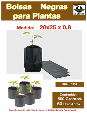 Bolsa Negra c/Fuelle 20x25x0,8. 500 Gramos