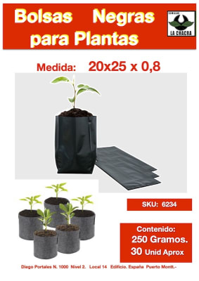 Bolsa Negra c/Fuelle 20x25x0,8 250 Gramos