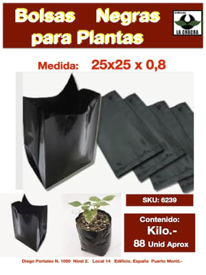 BOLSA NEGRA CON FUELLE. 25X25X0,8 KILO