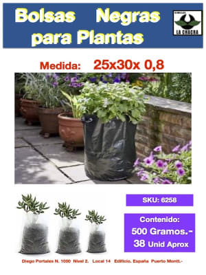 BOLSA NEGRA CON FUELLE 25X30X0,8 500 GRAMOS