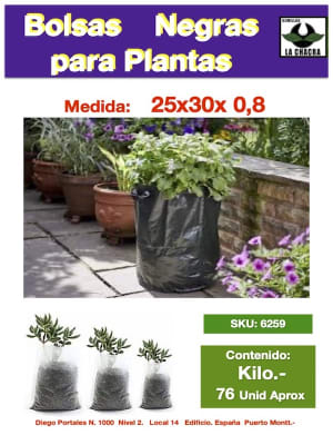 BOLSA NEGRA CON FUELLE 25X30X0,8 KILO