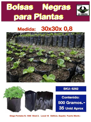 .Bolsa Negra c/Fuelle 30x30x0,8   500 Gramos