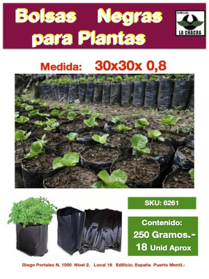 .Bolsa Negra c/Fuelle 30x30x0,8 250 Gramos