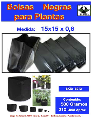 Bolsa Negra c/Fuelle 15x15x0,6. 500 Gramos