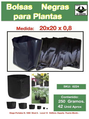 Bolsa Negra c/Fuelle 20x20x0,8. 250 Gramos