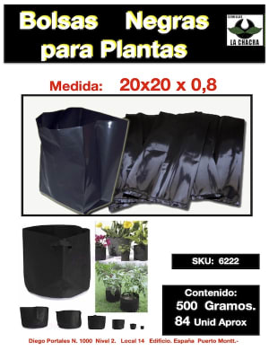 Bolsa Negra c/Fuelle 20x20x0,8. 500 Gramos