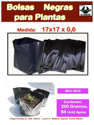 BOLSA NEGRA CON FUELLE. 17X17X 0,6. 250 GRAMOS