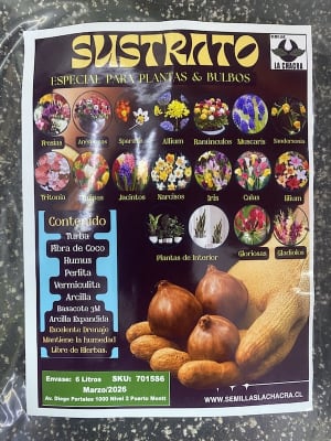 Sustrato Especial Bulbos & Plantas.  Envase 6 Litros.