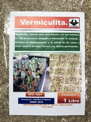 Vermiculita Gruesa . La Chacra. 1 Litro