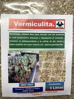 Vermiculita Gruesa . 3 Litros La Chacra