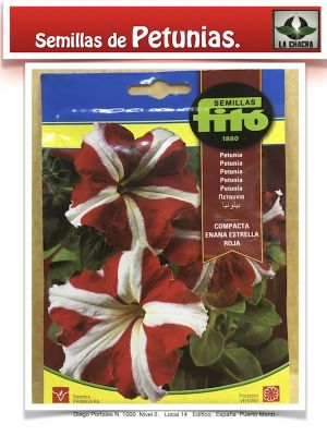 PETUNIA HIBRIDA COMPACTA BLANCA ESTRELLA ROJA