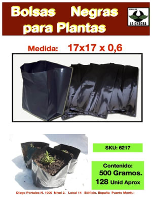 BOLSA NEGRA CON FUELLE. 17X17X 0,6. 500 GRAMOS