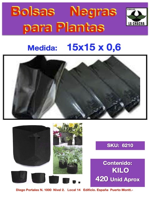 Bolsa Negra c/Fuelle 15x15x0,6. Kilo1