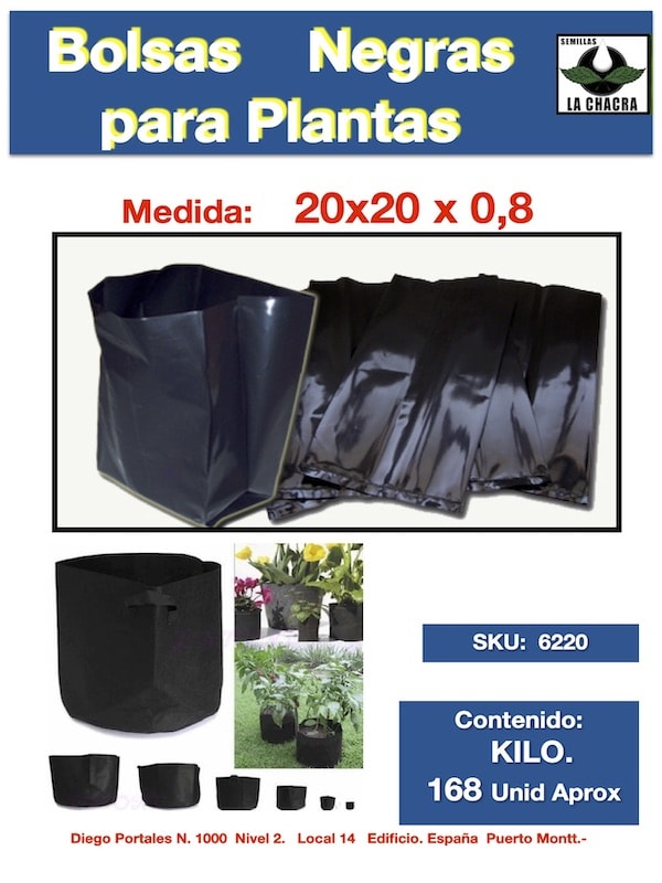 Bolsa Negra c/Fuelle 20x20x0,8. Kilo1