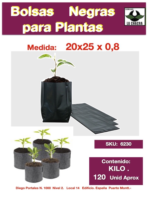 Bolsa Negra c/Fuelle 20x25x0,8. Kilo1