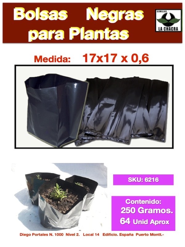 BOLSA NEGRA CON FUELLE. 17X17X 0,6. 250 GRAMOS1