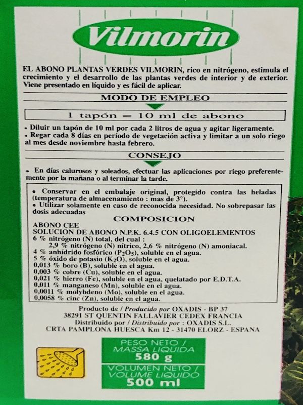 Abono Foliar  para Plantas Frasco 500 cc2